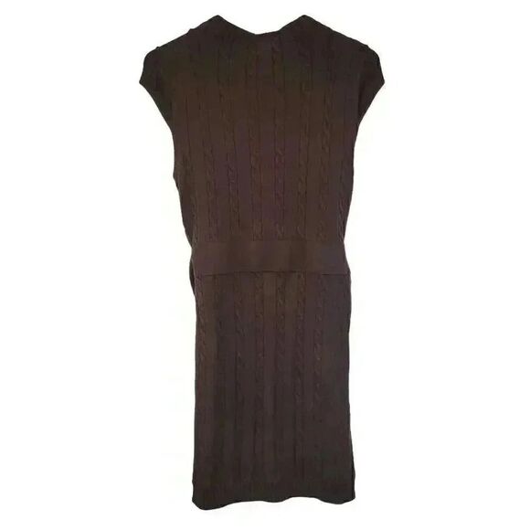 Milly of New York Women's Brown Viscose/Poly Cable Knit Sweater Dress w Gold Cha - Picture 5 of 10